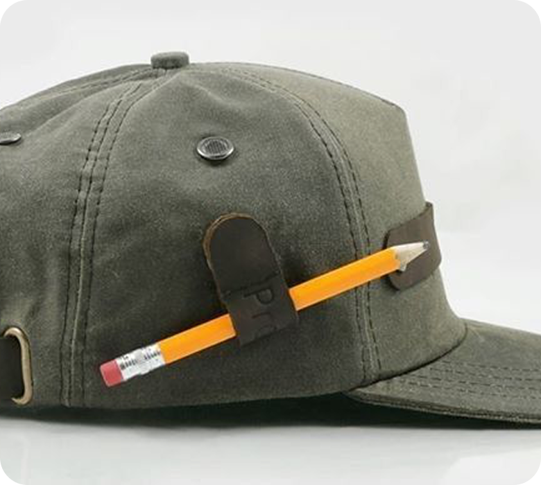 Branded cap with pencil